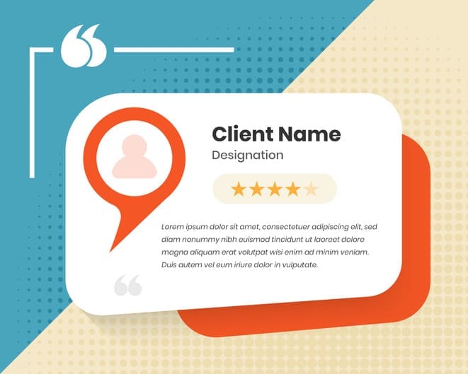 A template of a block quote client testimonial