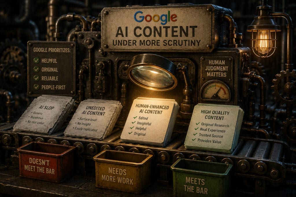 An industrial machine looking over content